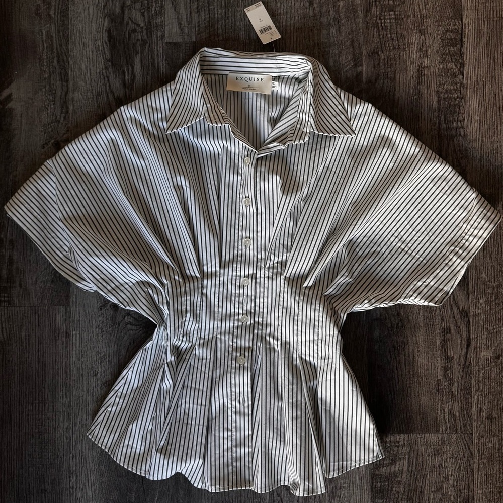 Anthropologie Black and White Striped Shirt